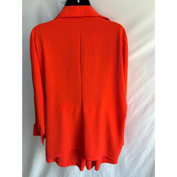 European Summer Two Piece Outfit Set Shirt and Shorts Size M/L Orange Beachy - Picture 5 of 12